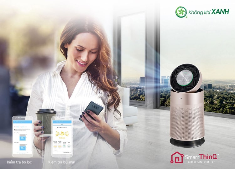 Máy lọc không khí LG PuriCare 1 tầng màu hồng AS65GDPD0 