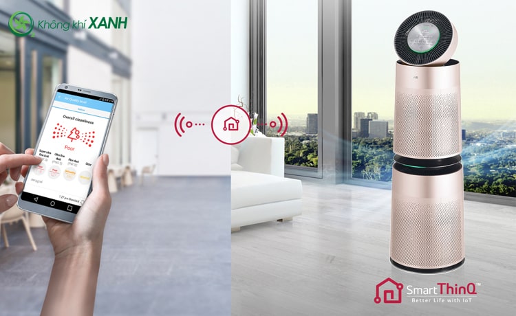 Máy lọc không khí LG PuriCare 2 tầng màu hồng AS10GDPD0